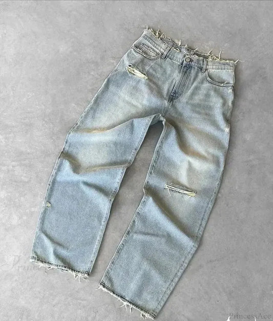 Distressed Gothic Vintage Baggy Pant blue / S