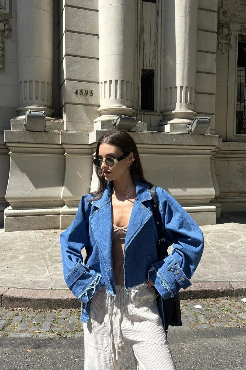 Distressed Lapel Denim Chic Jacket