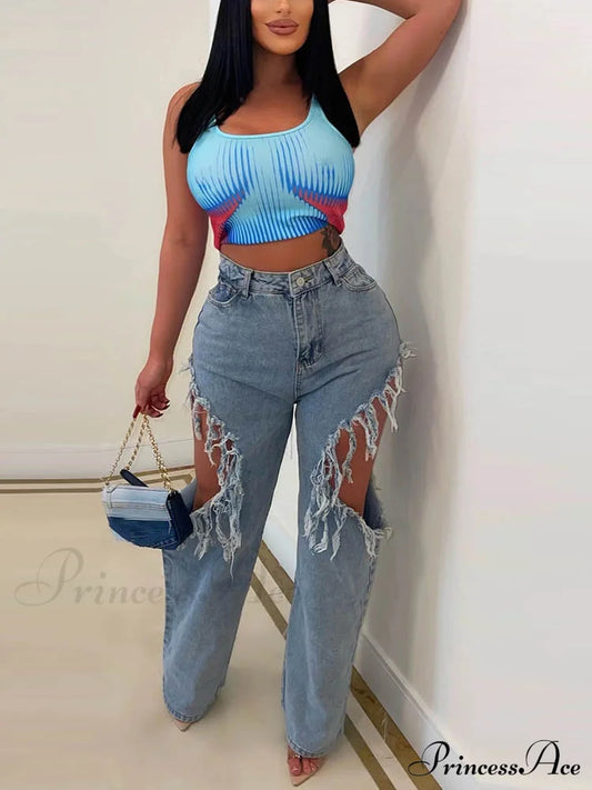 Distressed Pleated Graceful Denim Mini Skirt Blue / S Jeans