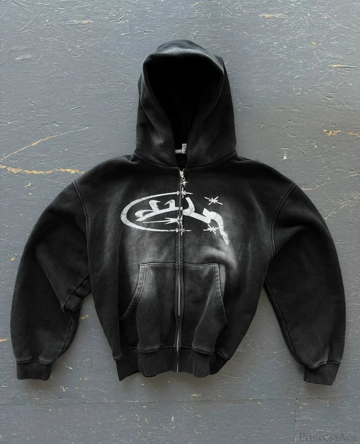 Divin Embroidery Zip Up Hoodie black 4 / M