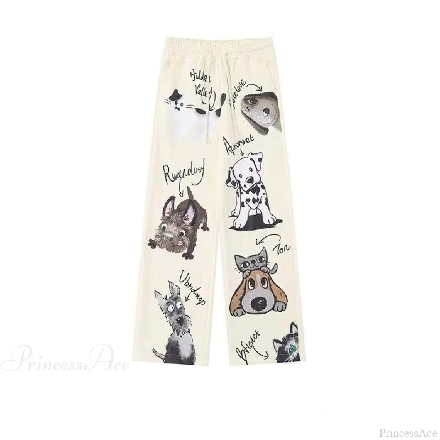 Dog Pattern Street Casual Pants APRICOT / M (38-48KG)