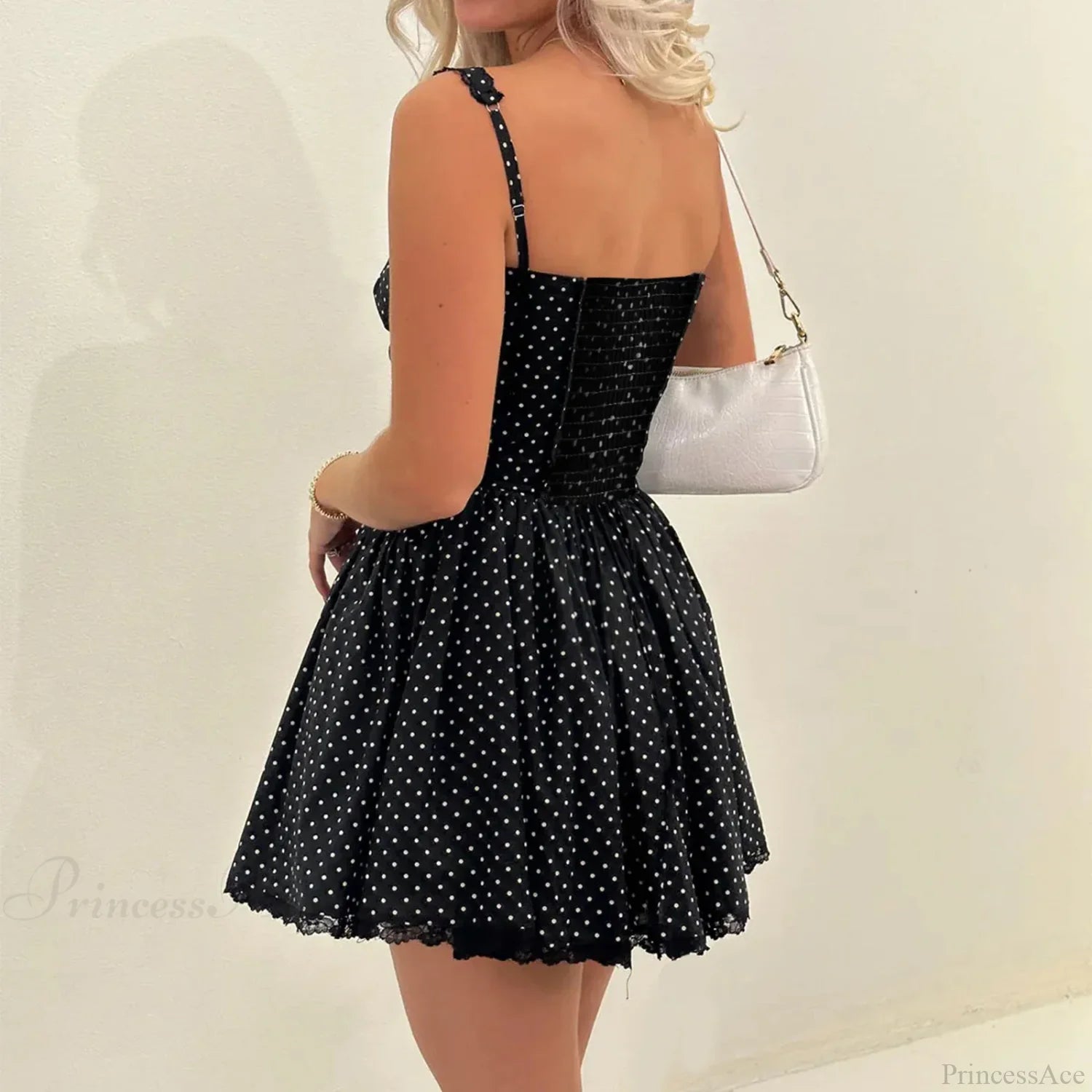 Dot Print Corset Mini Dress minidress-250223