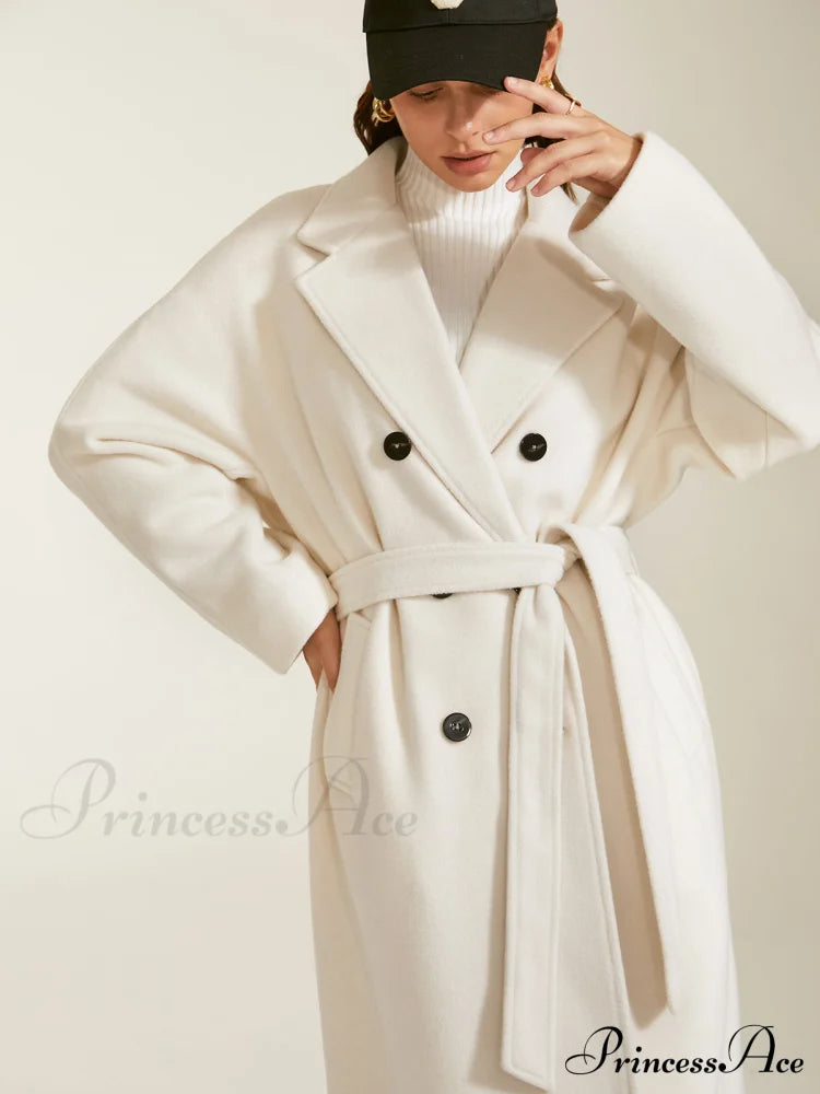 Double Breasted Graceful Notch Lapel Overcoat Coats-L