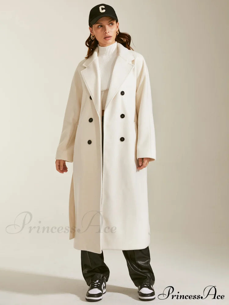 Double Breasted Graceful Notch Lapel Overcoat Coats-L