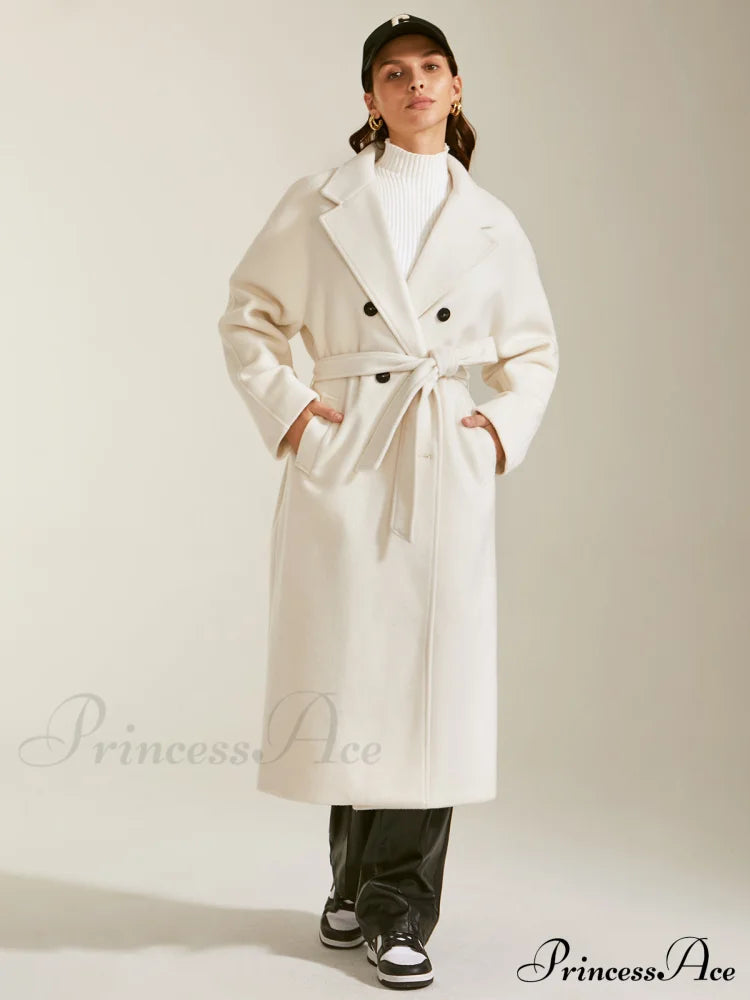 Double Breasted Graceful Notch Lapel Overcoat Coats-L