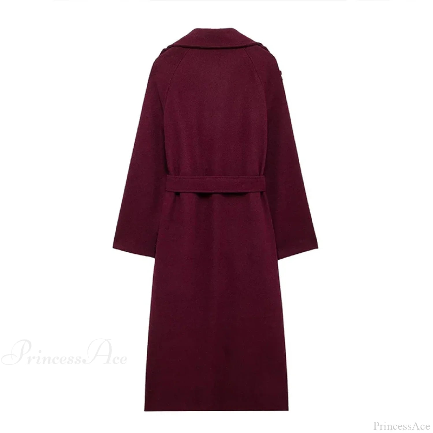 Double-Breasted Wool Belted Overcoat Red / S