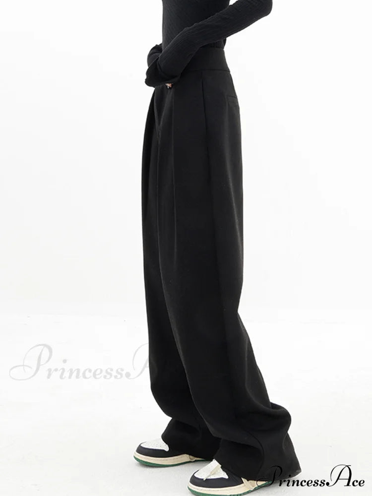 Double Buttons Wide Trendy Leg Dress Pants