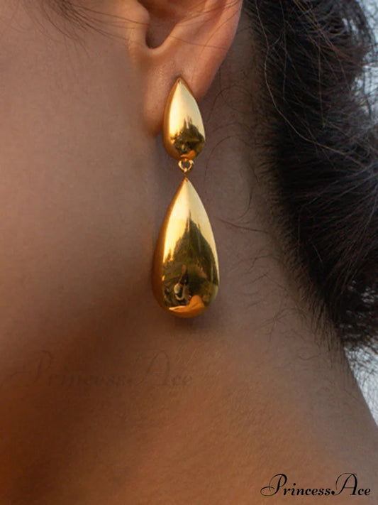 Double Charming Teardrop Earrings Golden / One Size