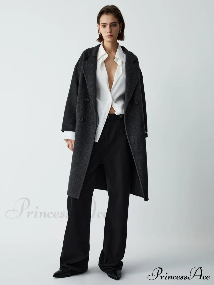 Double Face Graceful Wool Blend Coat Coats-L