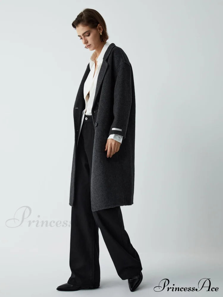 Double Face Graceful Wool Blend Coat Coats-L