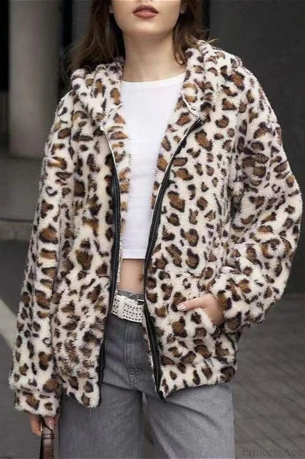 Double Fleece Printed Zipper Hooded Cardigan Hoodie