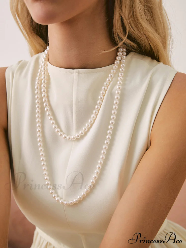 Double Layered Graceful Pearl Necklace White / One Size Necklaces