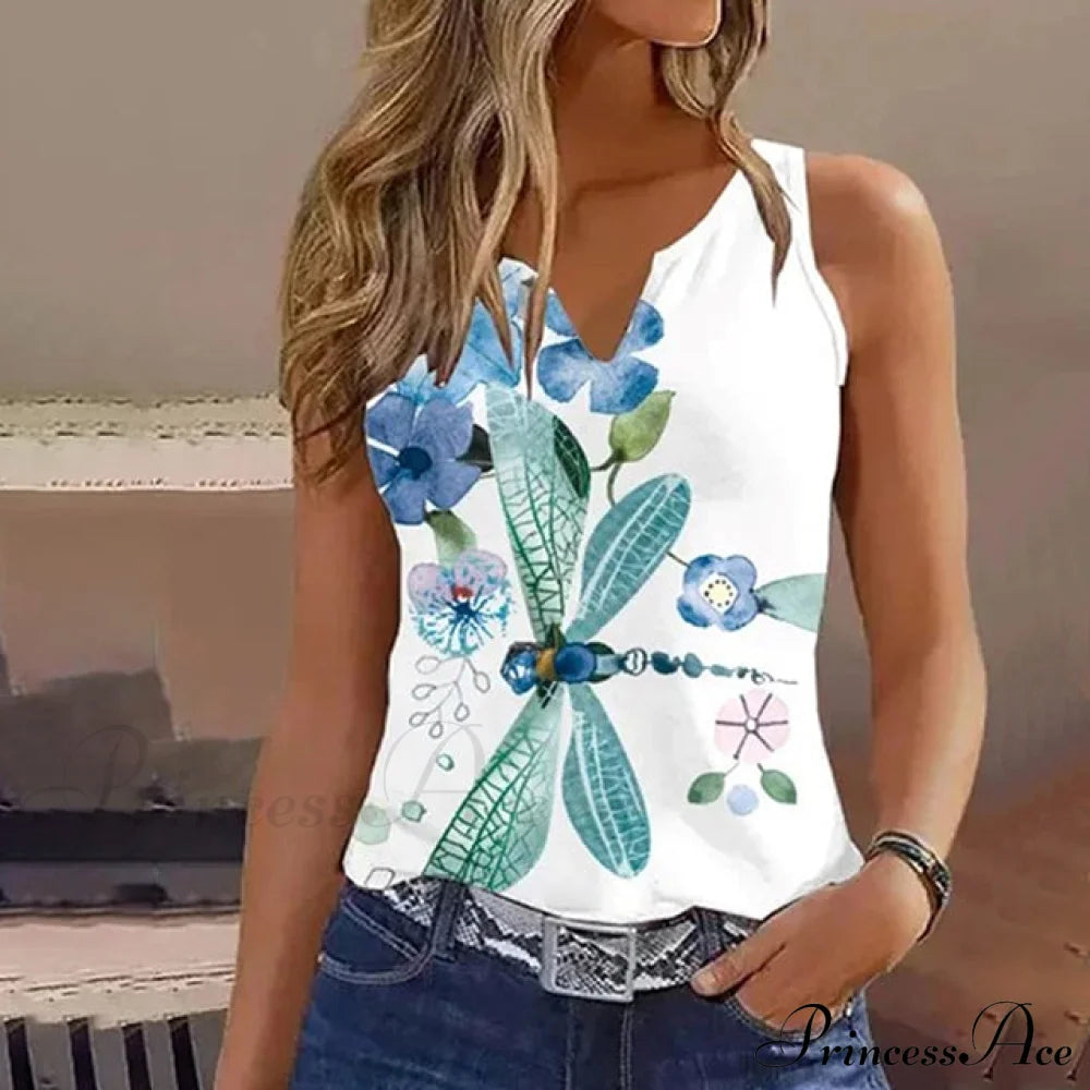 Dragonfly Sleeveless Tank Top Blouses