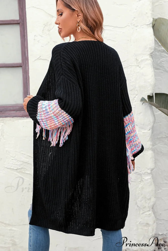 Dropped Fringe Cardigan Arm With Shoulder