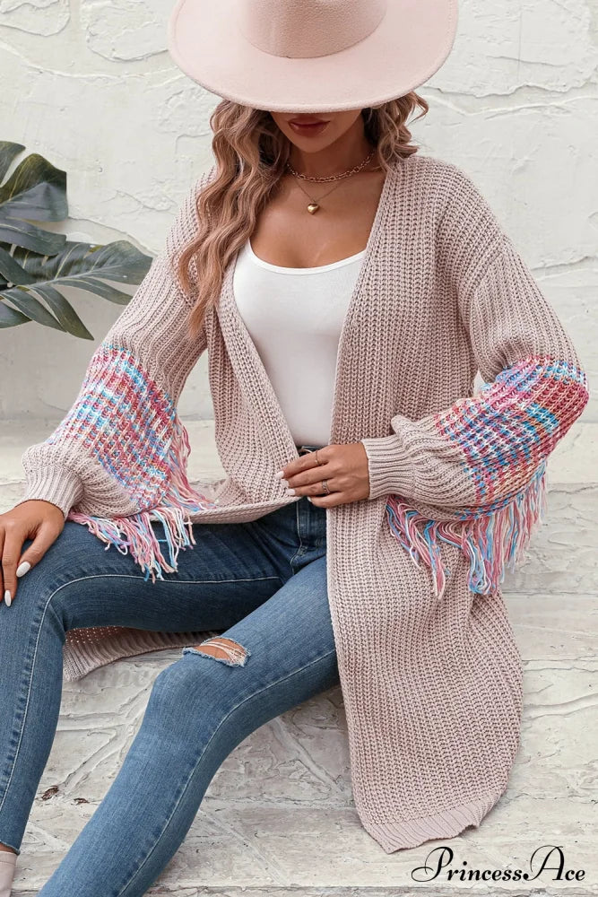 Dropped Fringe Cardigan Arm With Shoulder