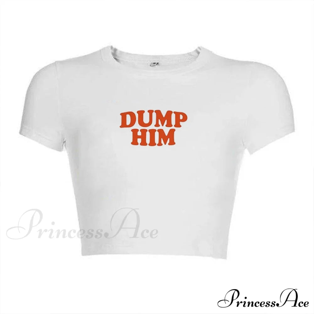 Dump Him White Crop Top - Free From Label