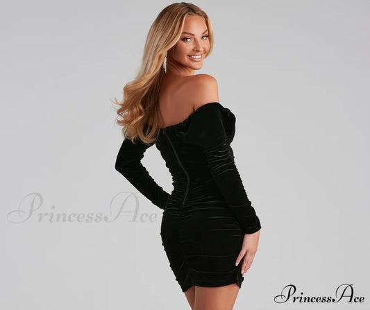 Dusk To Dawn Charming Velvet Sweetheart Mini Dress Party Dresses-L