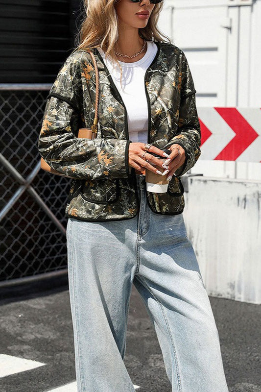 Strickjacke mit Rundhalsausschnitt und Retro-Print