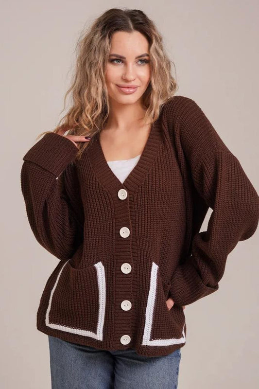 Color Block Pocket Cardigan