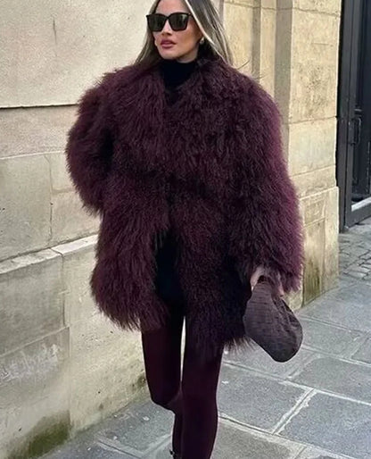 Faux Fur Loose Long Sleeve Coat