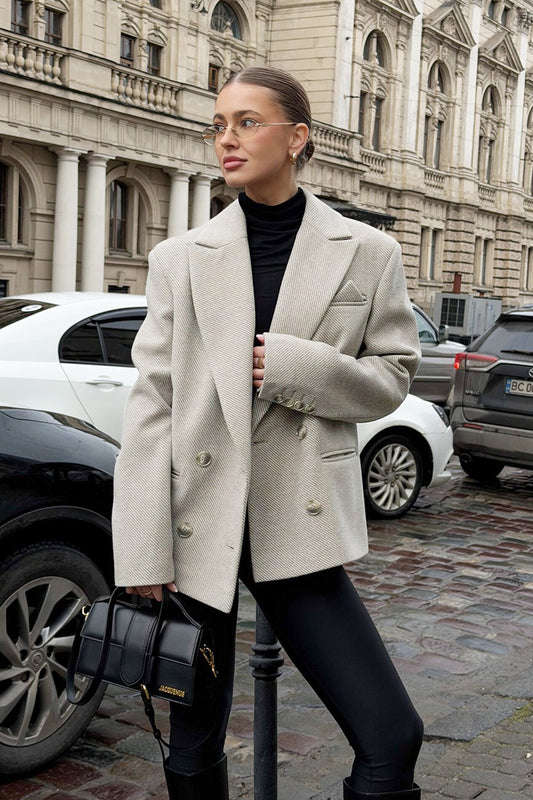 Double Breasted Straight Cut Blazer