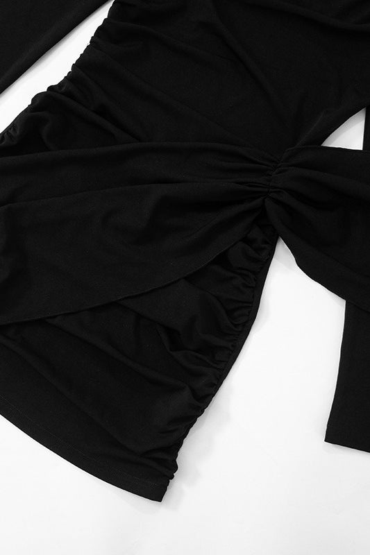 Draped Side Ruching High Waist Cocktail Dress