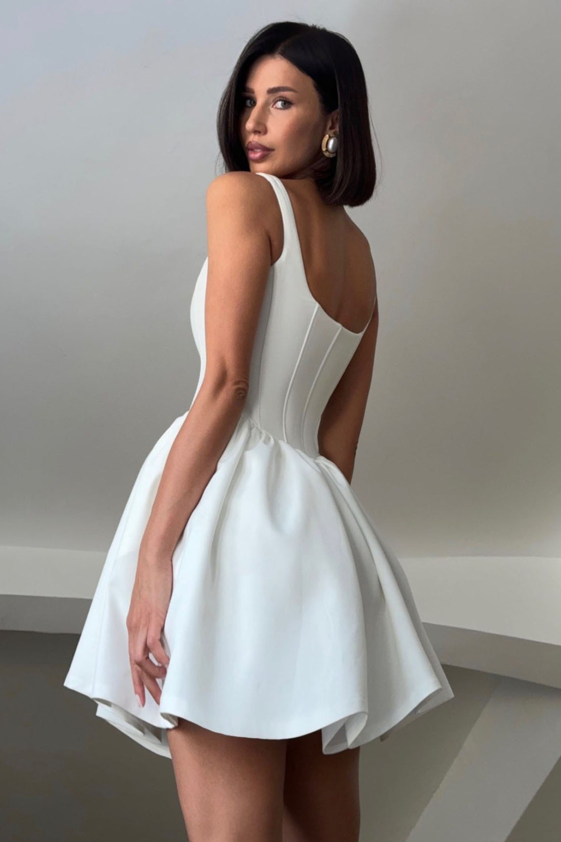 Satin Corset Puff Party Dress