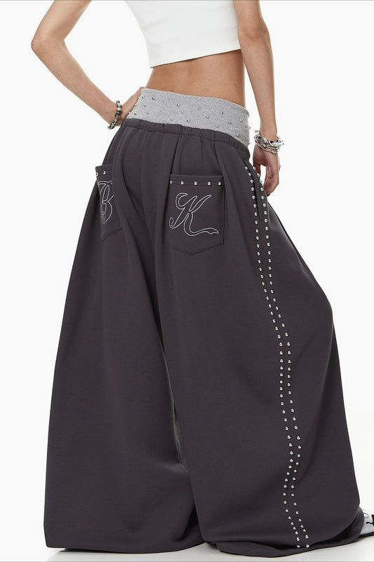 Studded Side Barrel Leg Pants