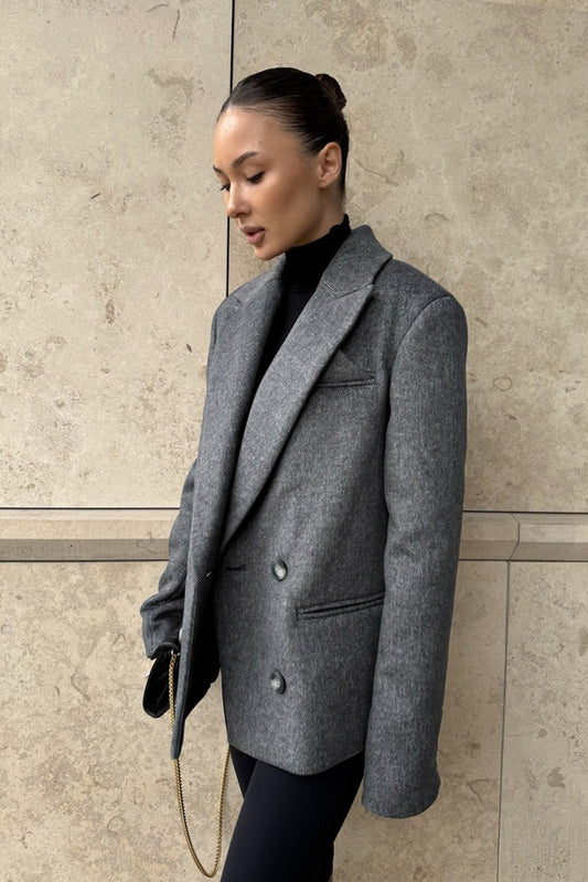 Belted Double Breasted Tailored Blazer