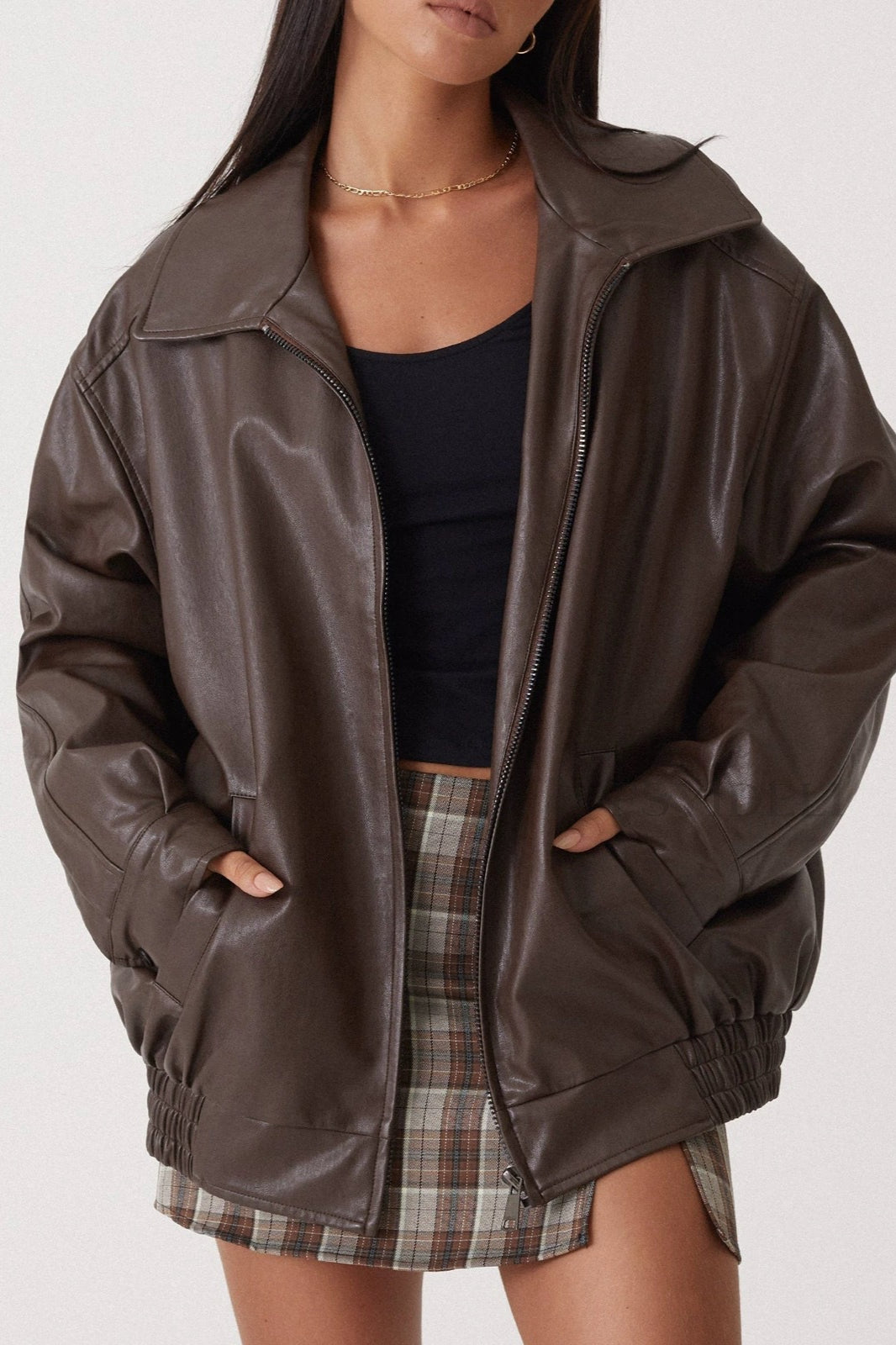 PU Leather Bomber Jacket