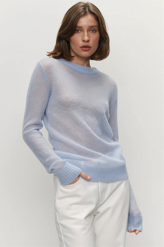 Lightweight Sheer Crew Neck Sweater