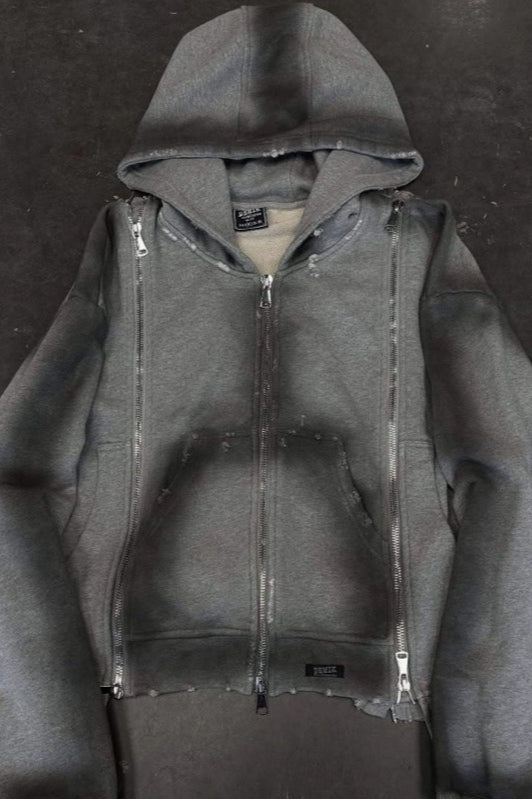 Distressed Grommet Hoodie and Pants