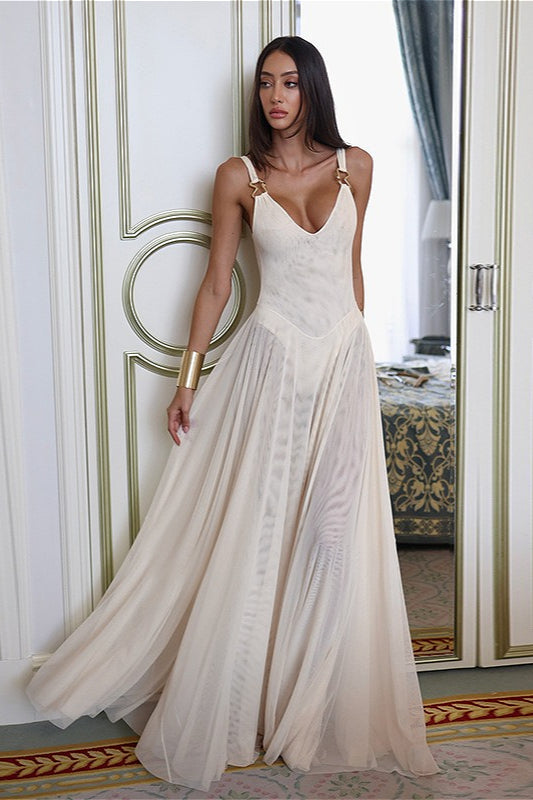 Robe longue sexy dos nu en maille 