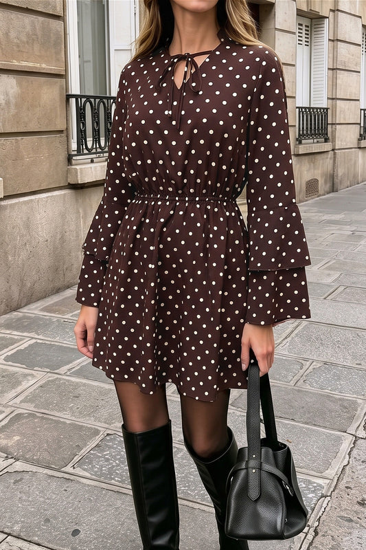 Polka Dot Ruffle Sleeve Mini Dress