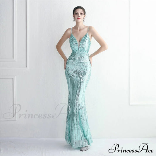 Edlyn Sequin Laceup Charming Mermaid Formal Dress Mint / Xs S.o. Long Dresses