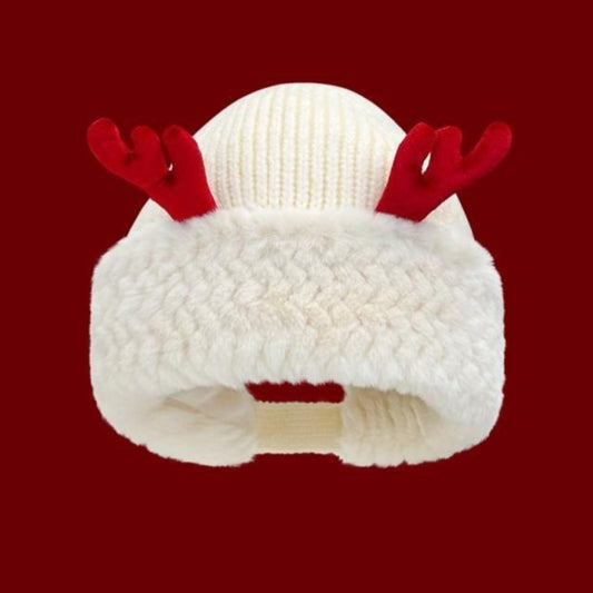 Reindeer Plush Knit Earflap Hat