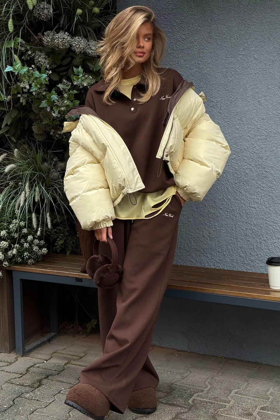 Relaxed Fit Puffy Puffer Jacket S / Beige