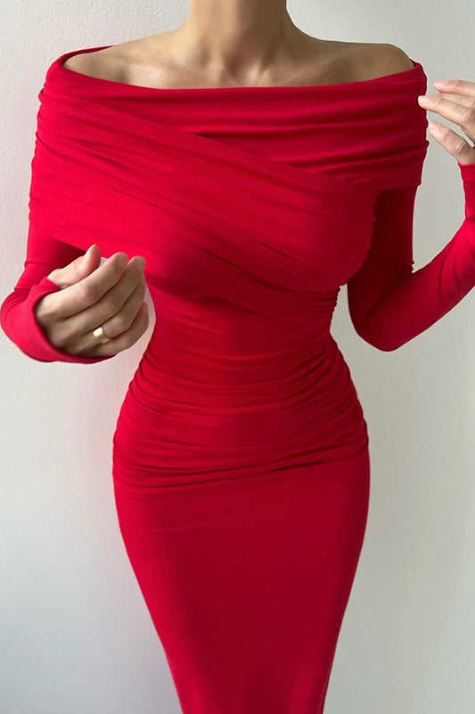 Robe longue moulante rouge élégante