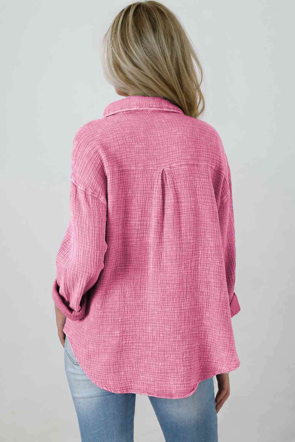Blouse Textured With Buttons Clothes