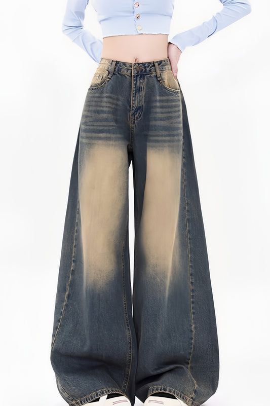 Retro Faded Wide Leg Jeans