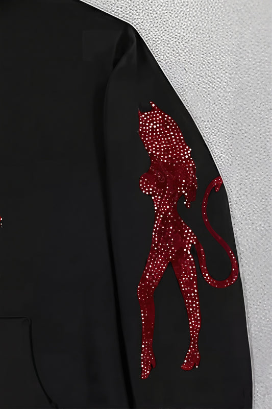 Angel Devil Rhinestone Zip Hoodie