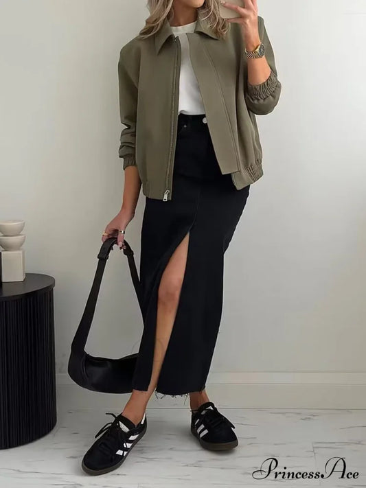 Effortless Charming Bomber Jacket Armygreen / Xs Jackets