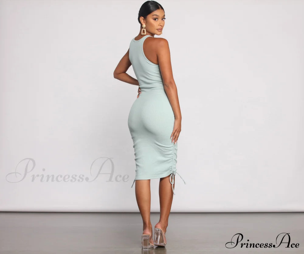 Effortless Everyday Ruched Charming Knit Mini Dress Casual Dresses