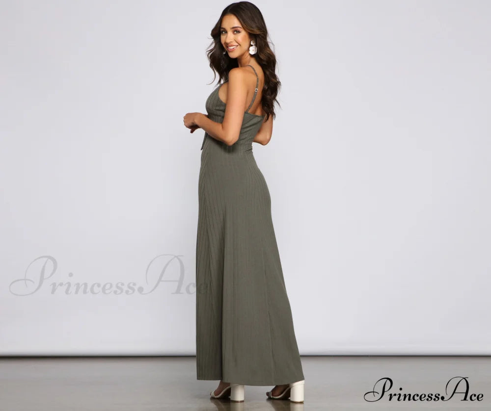 Effortless Style Stylish Tie-Front Maxi Dress Casual Dresses