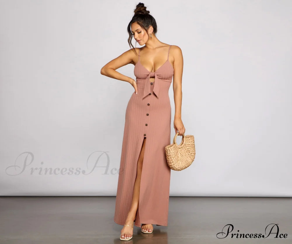 Effortless Style Tie-Front Maxi Dress - Lady Occasions