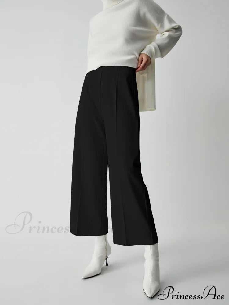 Effortless Wide Graceful Leg Culotte Pants Black / Xs