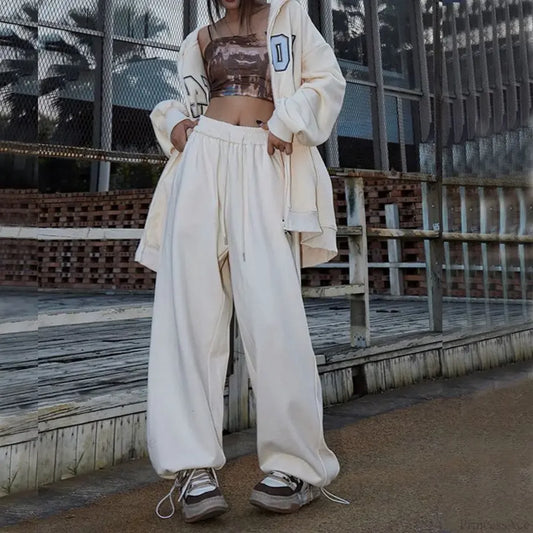 Elastic High Waist Dance Pants White 1 / S