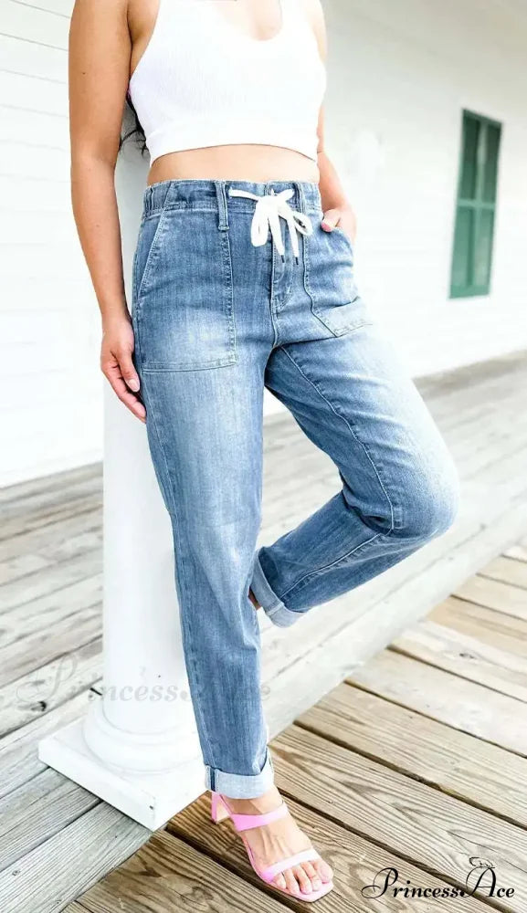 Elastic Skinny Pencil Casual Denim Drawstring High Waist Women’s Fashionable Jean