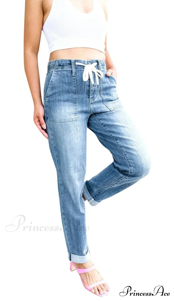 Elastic Skinny Pencil Casual Denim Drawstring High Waist Women’s Fashionable Jean