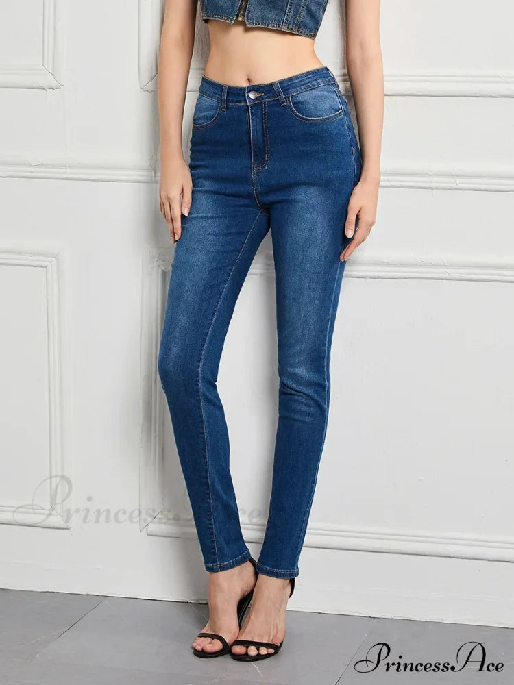 Elastic Slim High Waist Small Feet Casual Autumn Winter Jean